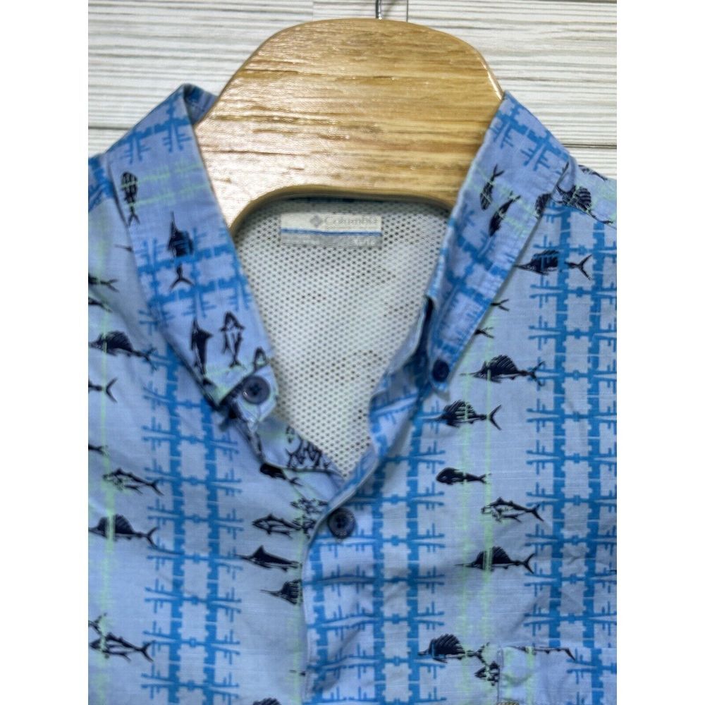 Columbia Shirt‎ Mens XLarge Blue PFG Button Down Vented Fishing Tuna Sailfish